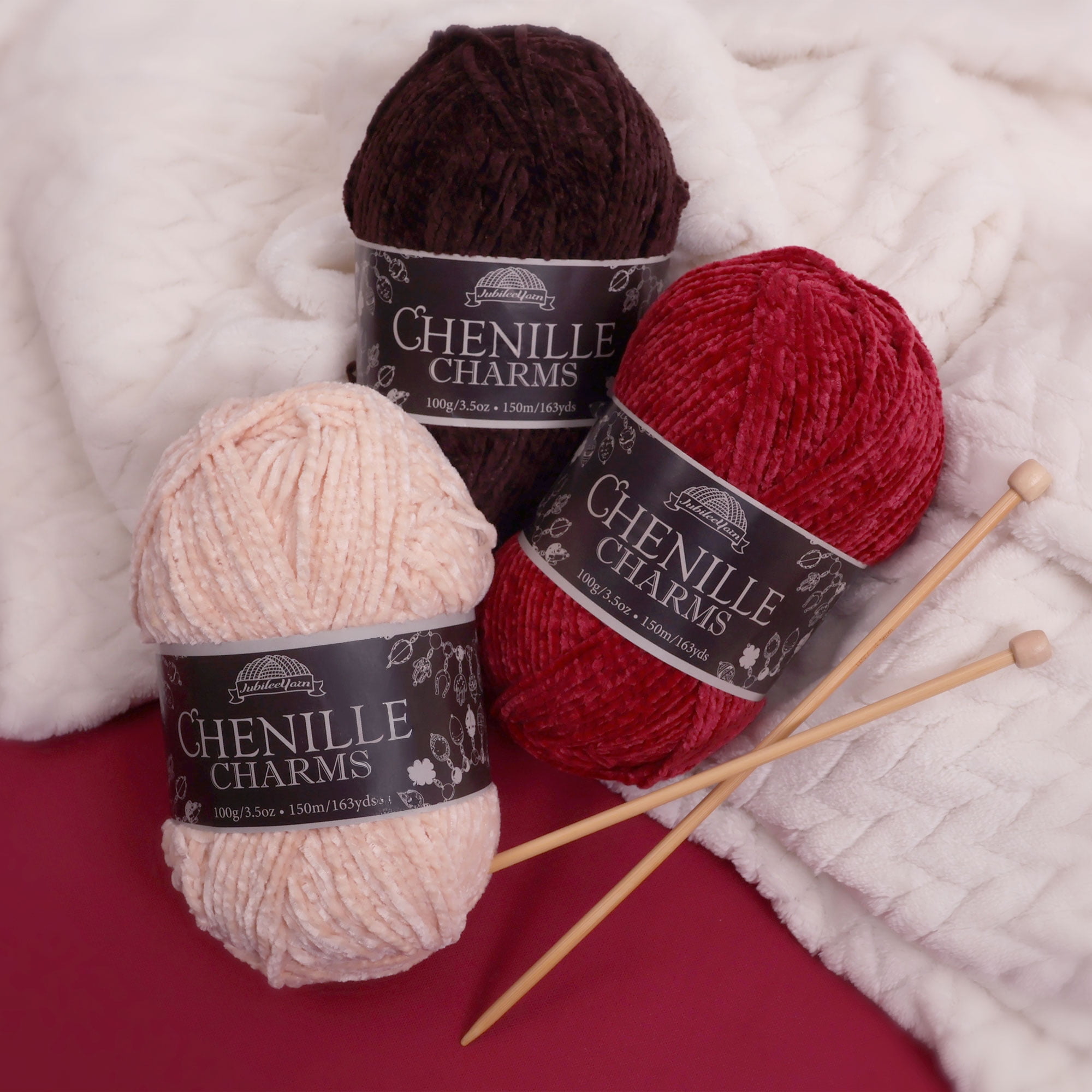 JubileeYarn Chenille Charms Yarn - 100g/Skein Worsted Polyester - Dreamcatcher - 2 Skeins