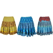 Mogul Womens Gypsy Flare Skirt Vintage Recycled Tiered Faith In Flawlessness Knee Length Skirts Wholesale Lots Of 3