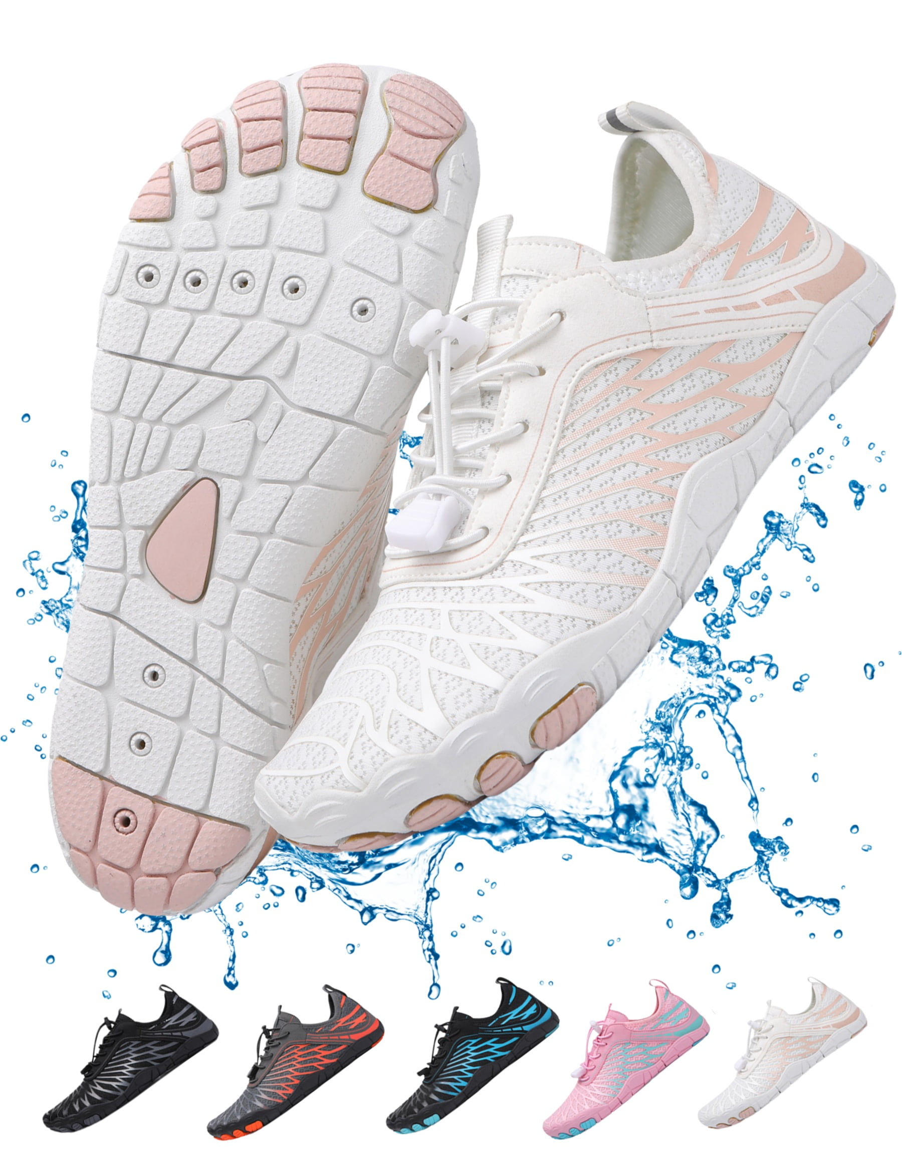BERANMEY Pro Barefoot Shoes for Women & Men Wide Toe Box Hiking Water Shoes Non-Slip Breathable Barefoot Swim Surf Shoes for Beach Pool Aqua Running & Walking Fast Drainage & Waterproof Design