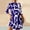 Blue, variant on Fashion Women Casual Loose Round Neck Half Sleeves Comfy Printing Dress