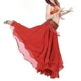 thumbnail image 3 of BellyLady Belly Dance Skirt Halloween Tribal Chiffon Tiered Maxi Full Skirt-Red, 3 of 5