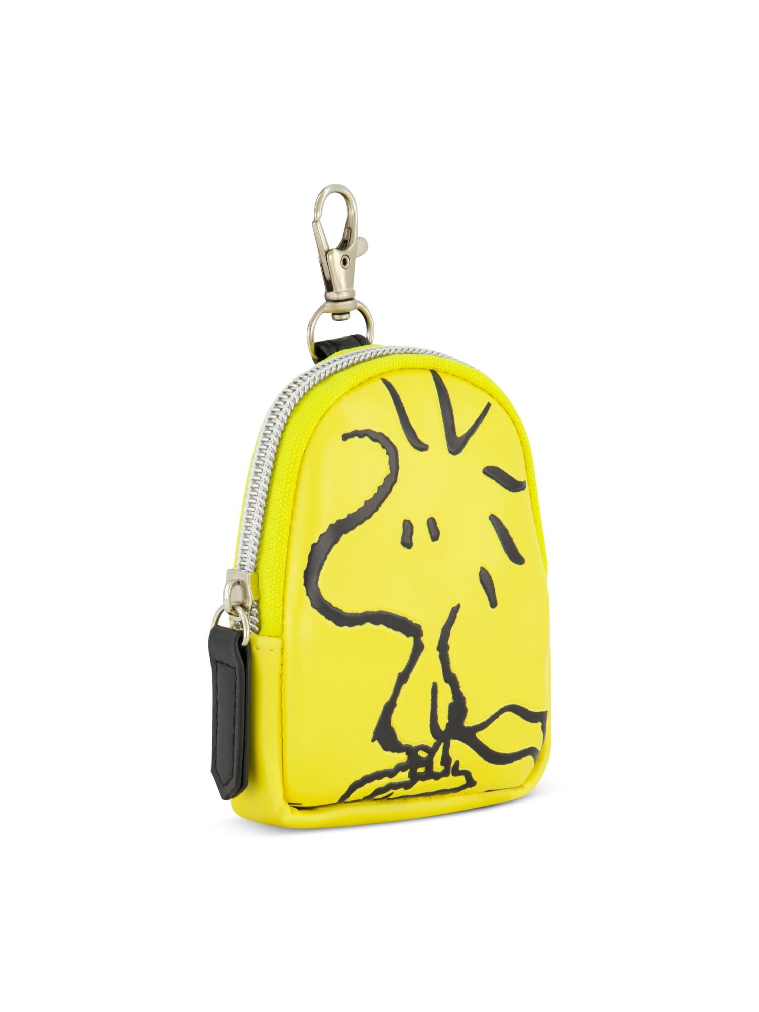 Peanuts Small Coin Purse Wallet with Keychain Clip, Woodstock, One Size, Yellow/Black