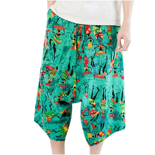 Fesfesfes Clearance Plus Size Pants for Men Casual Print Mid-Rise