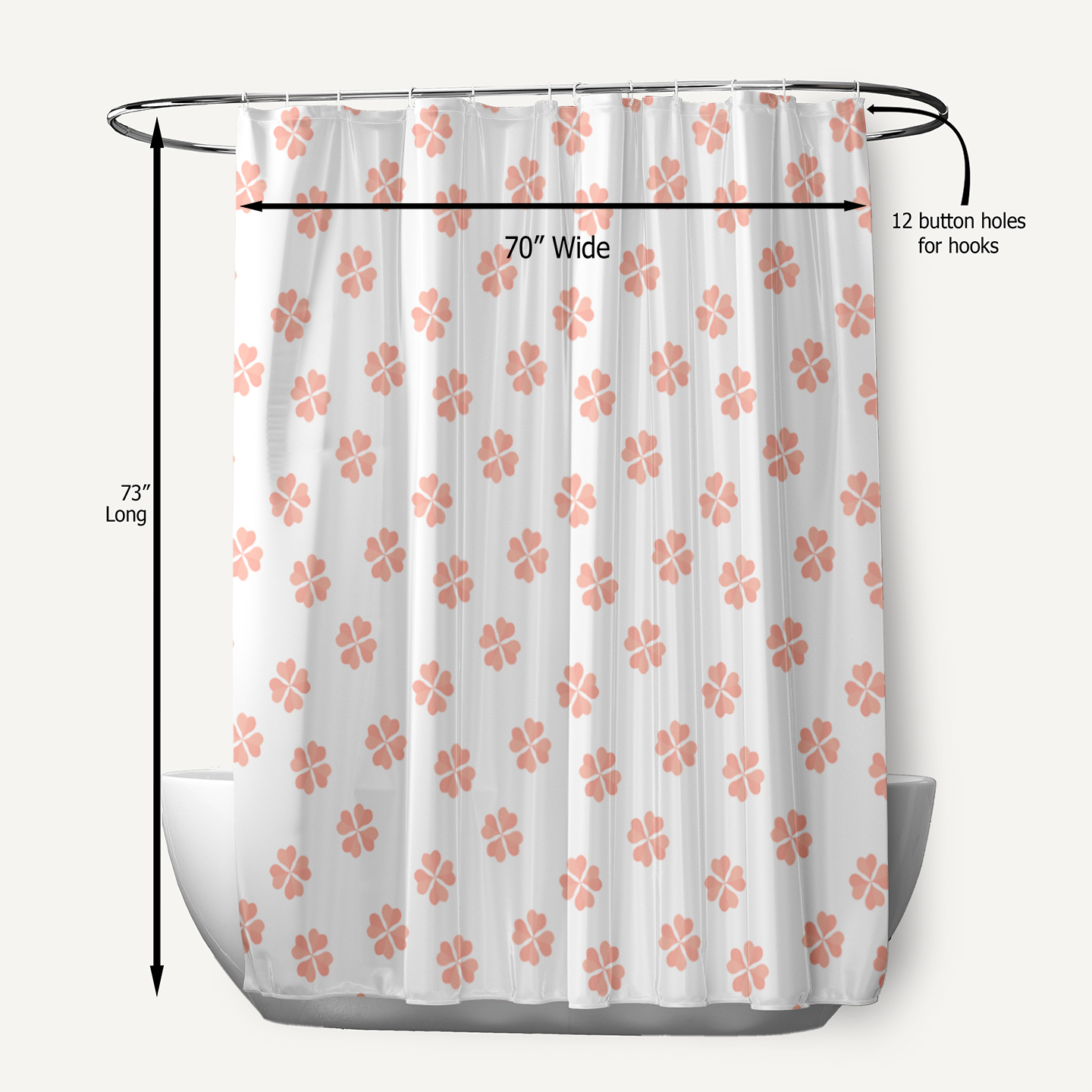 Simply Daisy 70" W x 73" L Lucky Patch Polyester Shower Curtain, Sunwashed Red [1 Ct]