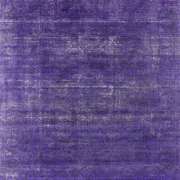 Ahgly Company Indoor Square Mid-Century Modern Purple Oriental Area Rugs, 5' Square