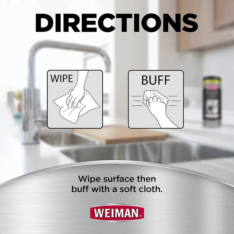 Weiman Stainless Steel Cleaner Kit - Fingerprint Resistant, Removes Residue, Water Marks and Grease from Appliances