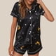 thumbnail image 2 of Gibobby Conjunto de pijamas para mujer Conjunto de pijamas cortos de manga corta (Negro, M), 2 of 3