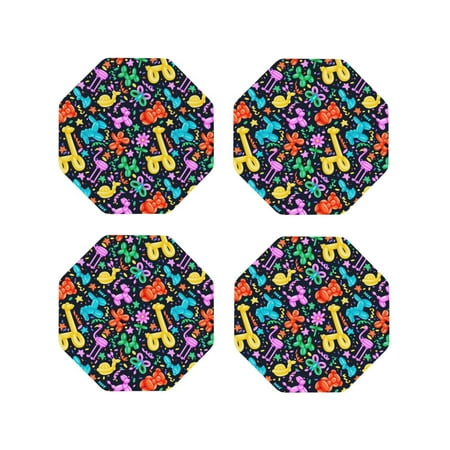 

Matuu Colorful Air Balloons1 for Cup Coasters Set of 4 Leather Coasters Desk Coasters for Office Measures 4” x 4”-Octagon