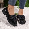 thumbnail image 2 of Gpaecead Women Plaid Bow Thick Sole Loafers Patent Leather Heightening Spring Summer Versatile Slip On Shoes, Black, 2 of 8
