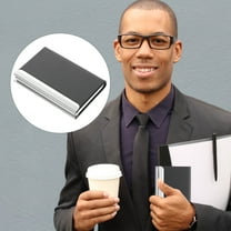 UNOMOR 1Pcs Business Card Organizer Stainless Steel Black for Card Storage Modern