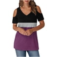 thumbnail image 1 of Puntoco Liquidación de blusas cortas para mujer, blusas estampadas para mujer, blusas de manga corta con escote en V y hombros descubiertos, blusas de moda, 1 of 5
