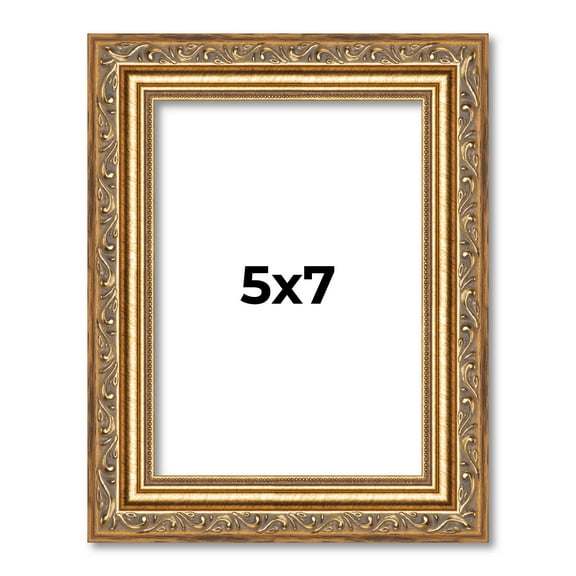 5x7 In Frame Gold Solid Wood Picture Frame Width 1.25 Inches | Interior Frame Depth 0.375 Inches |
