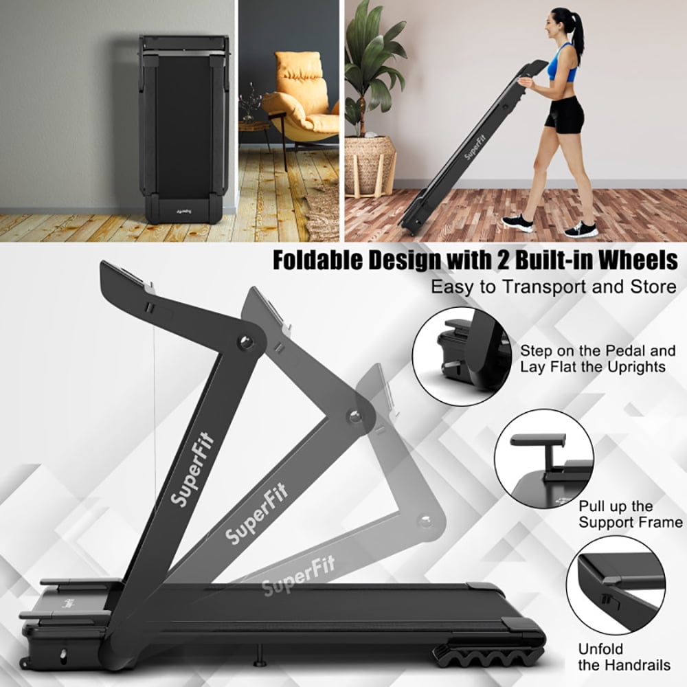 Spaco 4.0HP Foldable Electric Treadmill Jogging Machine with Speaker LED-Black, Home Fitness Equipment for Walking & Running , Cardio Exercise Machine, Preset and Adjustable Programs