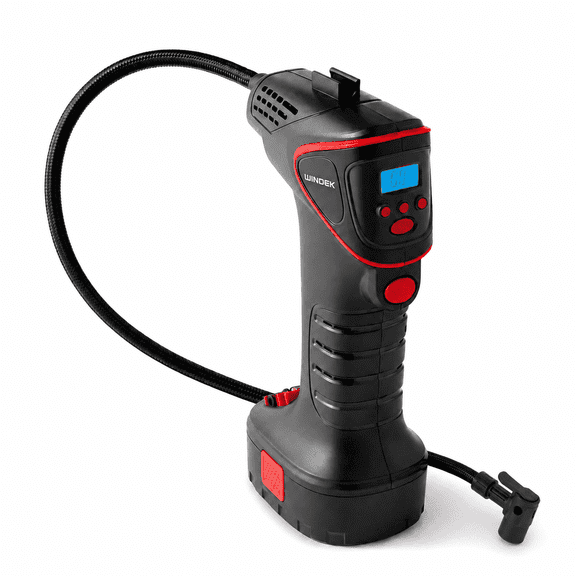 WINDEK Cordless Tire Inflator, 12V Portable Electric Air Pump with Digital Gauge, Auto Shut-off, LED Light for Car Tires, Bikes, Motorcycles, Balls