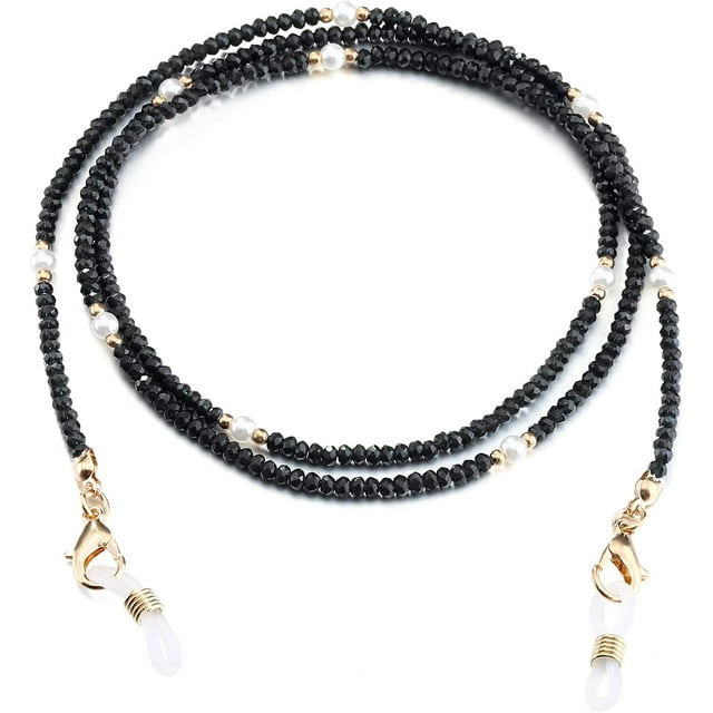 Collier Chaîne pour Lunettes humlbird avec Perles et Pierres d'Obsidienne pour Femmes