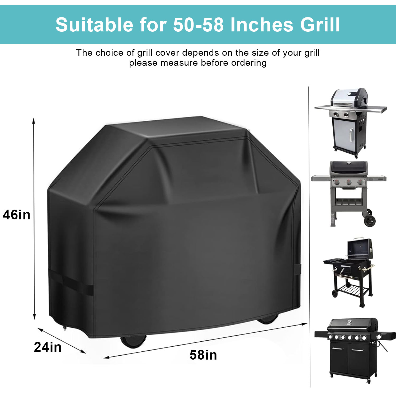58 inch BBQ Gas Grill Cover, Waterproof, Rip-Proof, Weather & UV Resistant - image 5 of 7