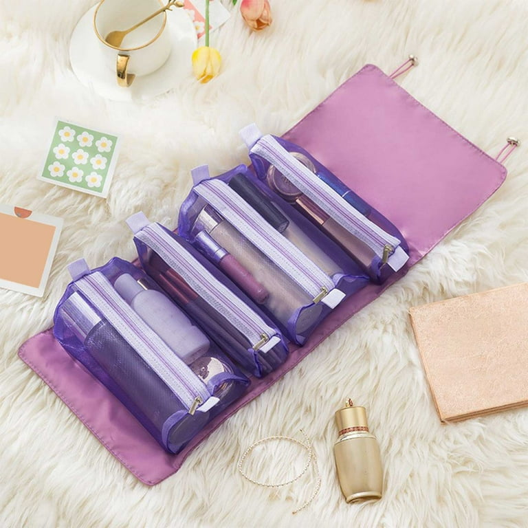 LWITHSZG Mesh Cosmetic Bag Roll Up Detachable Toiletry Travel Hanging Make up Organizer Bags Folding Cosmetic Travel Bags for Women Mens Travel Bag Walmart