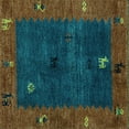 thumbnail image 1 of Ahgly Company Indoor Square Abstract Turquoise Blue Modern Area Rugs, 6' Square, 1 of 4