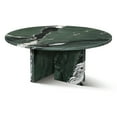 thumbnail image 2 of JERFIT 70cm Green Marble Coffee Table with Metal Base, Modern Living Room Accent Table, Natural Stone Centerpiece for Lounge & Salon, 2 of 8