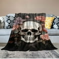 thumbnail image 2 of ONETECH Skull Blanket Gifts for Women Girls Boys, Beautiful Flowers Plants Decoration for Home Bedroom Office, Soft Comfortable Fluffy Lightweight Throw Plush Blankets, 2 of 6
