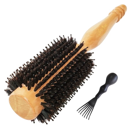 Care me Wooden Round Hairbrush 2.4" with Boar Bristles (1.2" Core) for Blow-drying Straightening Thin or Fine Hair - Free Shipping
