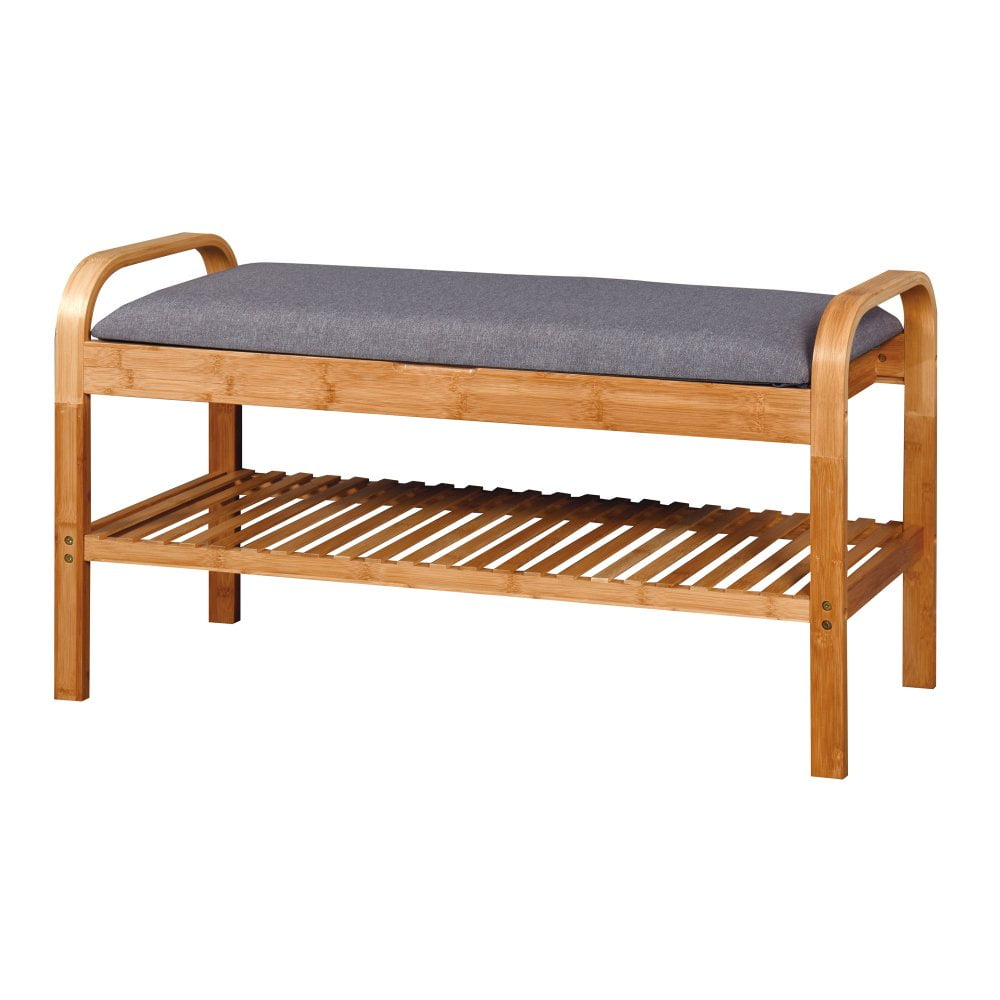 Hassch Bench with 2 Shelves, 35“ Entryway Bench & Dining Bench, End of