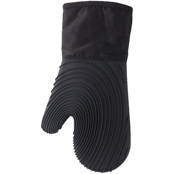 Barbecue Gloves Baking Microwave Oven Heat Insulation Gloves Silicone Heat Resistant Kitchenware Anti- Scald Gloves Thicken Anti- Skid Waterproof (Color : Black, Size : 34.5x18cm)