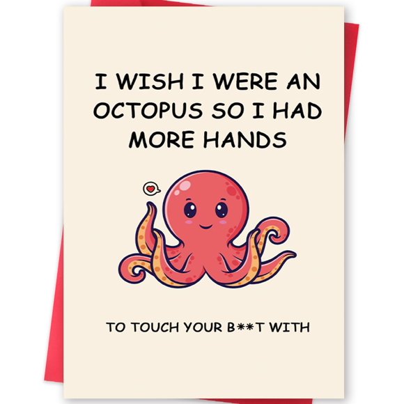 Tarjeta de Felicitación BENNLOOS Pulpo Divertido para el Día de San Valentín