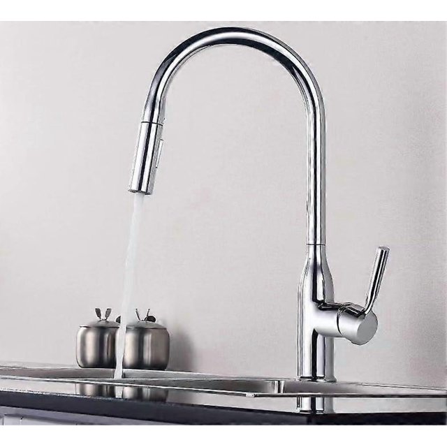 Gray kitchen faucet with hot and cold pullout, black swivel sink faucet, galvanized pullout faucet