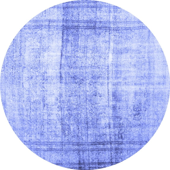 Ahgly Company Indoor Round Abstract Blue Contemporary Area Rugs, 4' Round