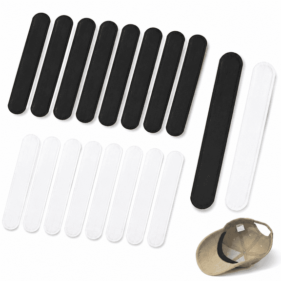 50-Count Self-Adhesive Non-Woven Hat Sweat Liners for Baseball Caps, Golf Caps and Helmets ,20 Black and 30 White