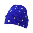 thumbnail image 4 of AWZXDE Girls Rhinestone Glitter Knitted Beanie Hats For Women Double Layer Outdoor Warm Personality Street Style Cap Blue, 4 of 4