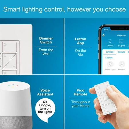 Lutron - Caseta Wireless Smart Lighting Dimmer Switch Starter Kit - White