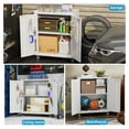 thumbnail image 3 of 34.3" H Garage Storage Cabinet with Wheels,Lockable Metal Storage Cabinet with 2 Doors for Garage Home Office Storage,White,Assembly Required, 3 of 8