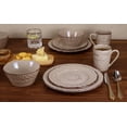 thumbnail image 4 of Stylish and Elegant 16 Piece Stoneware Dinnerware Service Set for 4 People - Distressed Weave, Mocha, 4 of 6