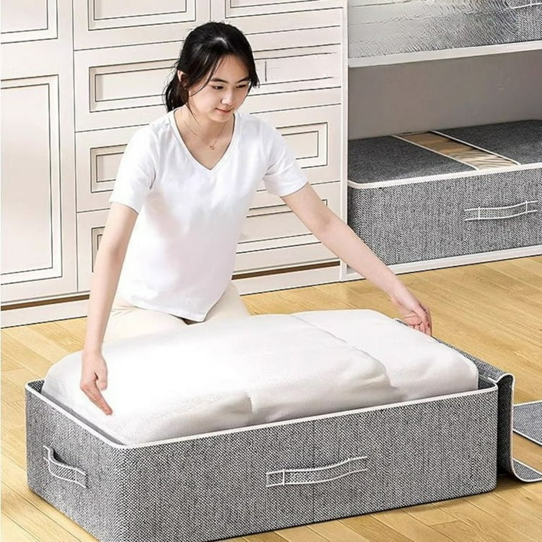 Aihimol Low Profile Under Bed Storage Bag Large Capacity Under Bed Storage Container with Reinforced Handles Foldable Non Woven Under Bed Storage Box Can Store Blankets Pillows Walmart