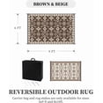 thumbnail image 2 of Outdoor Rug x ft Outdoor Carpet Reversible Floral Patio Rug- Outdoor Area Rug Camping Rug Mat Vintage Plastic Straw Rugs for Patio RV Camping Backyard Picnic Beach Dark, 2 of 6