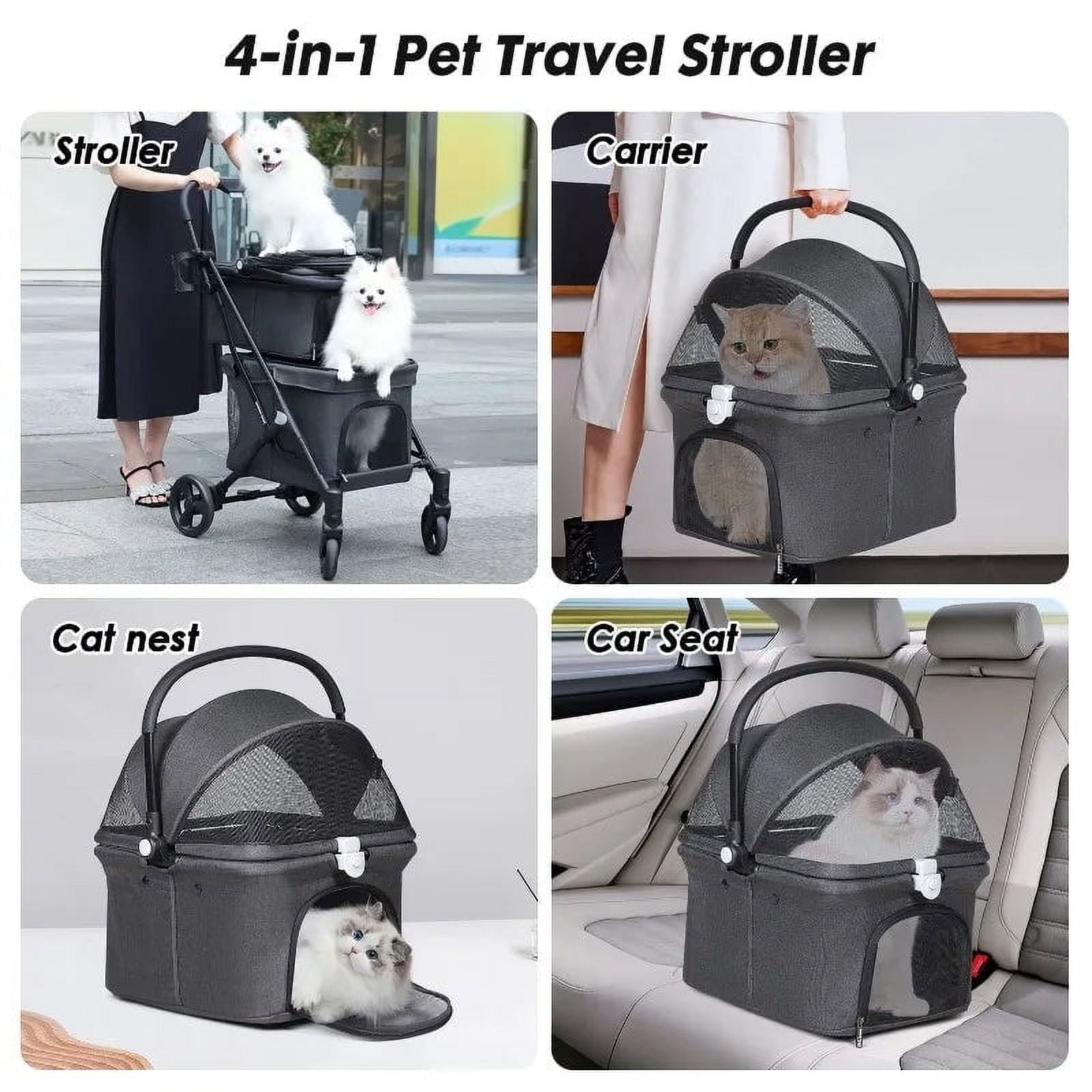 Beberoad Pets Double Pet Stroller for 2 Small Dogs or Cats Lightweight Foldable Double Dog Walmart