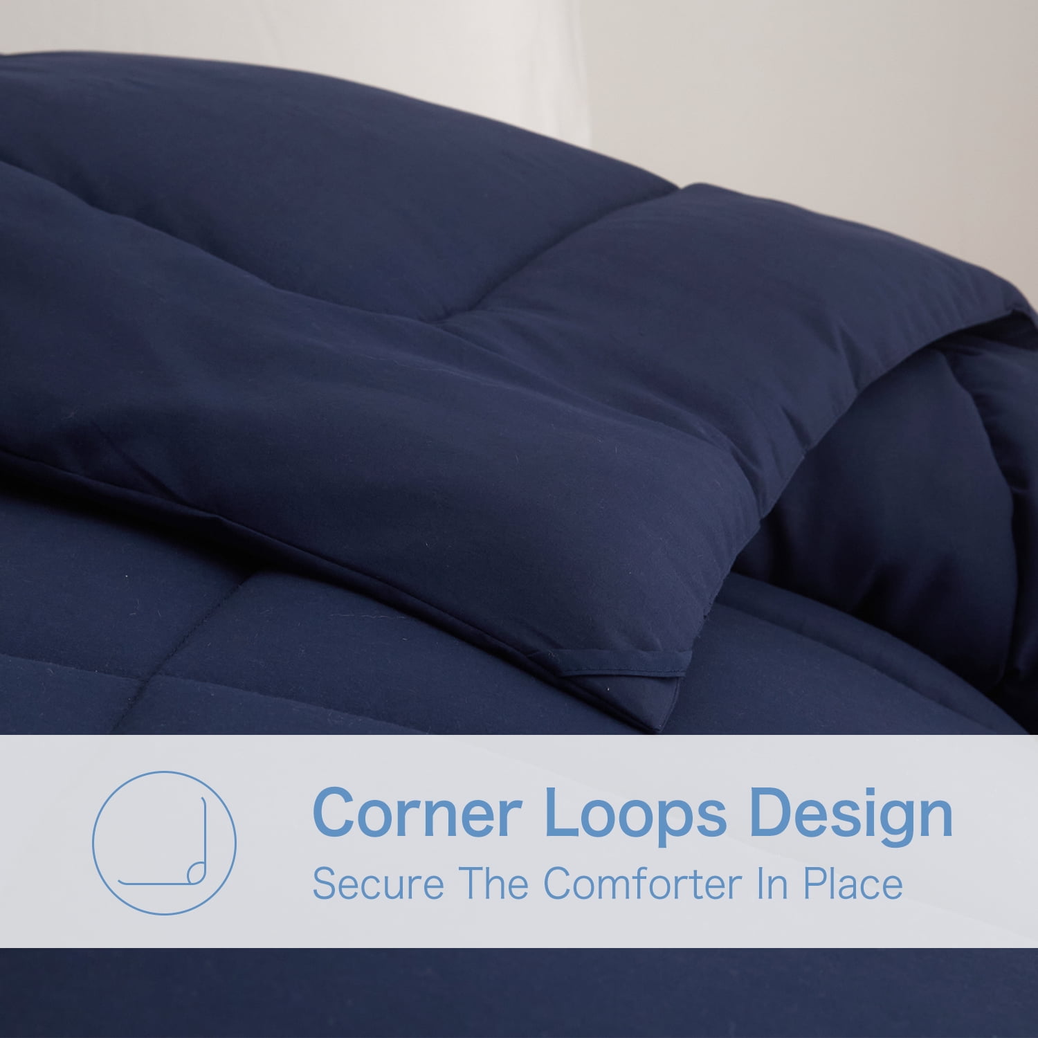 BedTreat Down Alternative Comforter with Corner Tabs - All Season Quilted Twin Size 240 GSM Blue Comforter, Machine Washable Microfiber Bedding