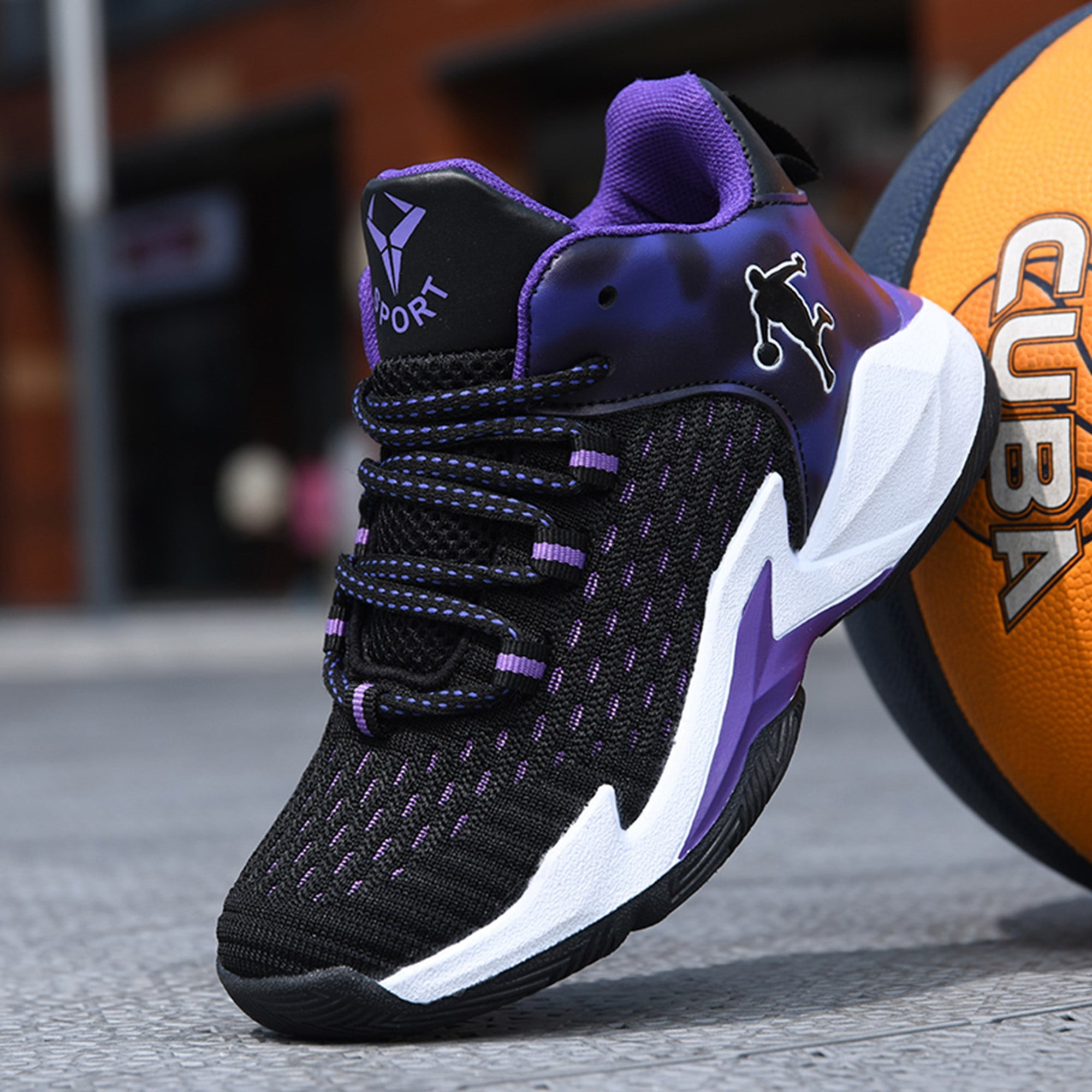 Boys basketball shoes sports running shoes children s non slip sports shoes Black Purple in Brunei at BND 72 Rating 5