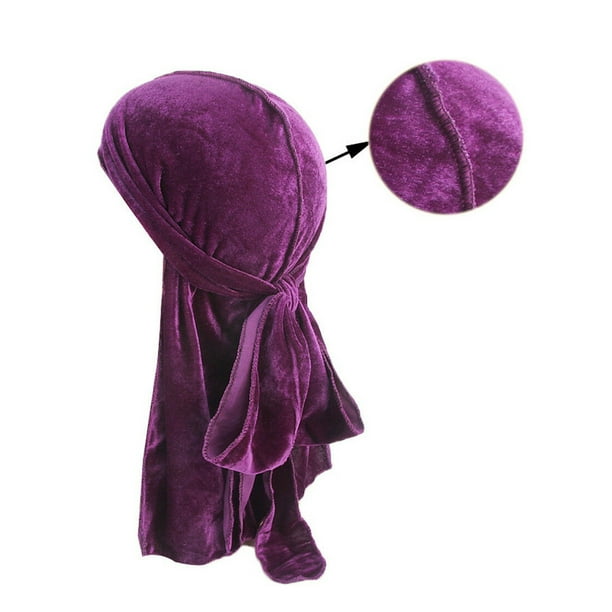 citgeett Velvet Durag Silk Du Rags for Men Silky Satin Headwrap with Long Tail Pirate Cap for