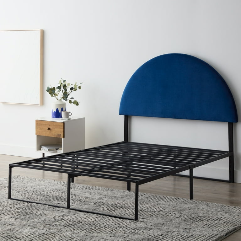 Rest Haven Manchester Half Moon Modern Upholstered Headboard King Navy