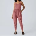 thumbnail image 7 of JULMCOMO Jumpsuits for Women Scoop Neck Cross Back Casual Overalls Sleeveless Elastic Waisted Summer Harem Pants with Pockets Red XL, 7 of 7