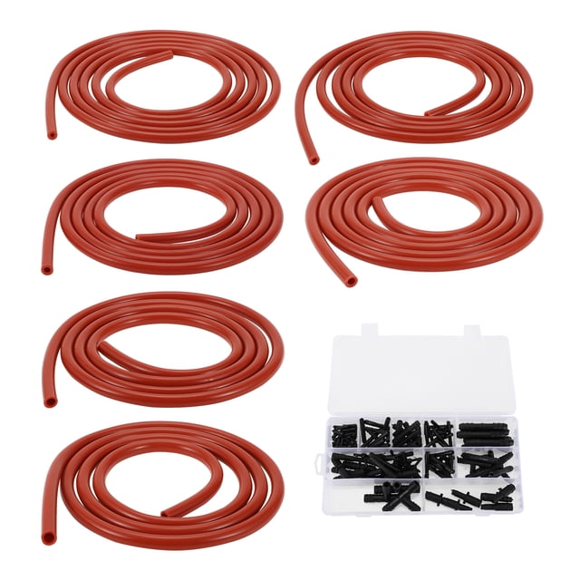 Manguera de vacío de silicona Unique Bargains línea de vacío automotriz 5Ft 3/4/5/6/8/10mm ID 2mm grosor alta temperatura roja 1 set 130PSI presión máxima