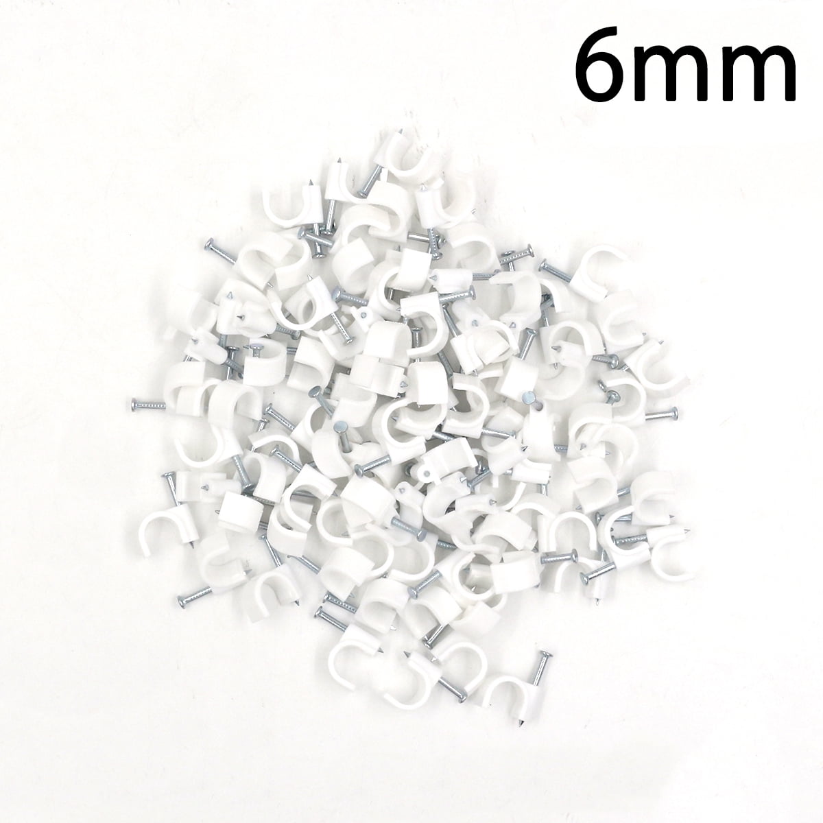 Kaimingweb 100 Pack White Cable Clips with Steel Nails, Nail in