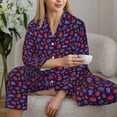 thumbnail image 6 of Salouo Blackberries Pattern Women's Pajamas Set Long Sleeve Button Down Sleepwear Soft Pj Lounge Sets for women 2 Piece Pjs Set with Long Pants-XX-Large, 6 of 7