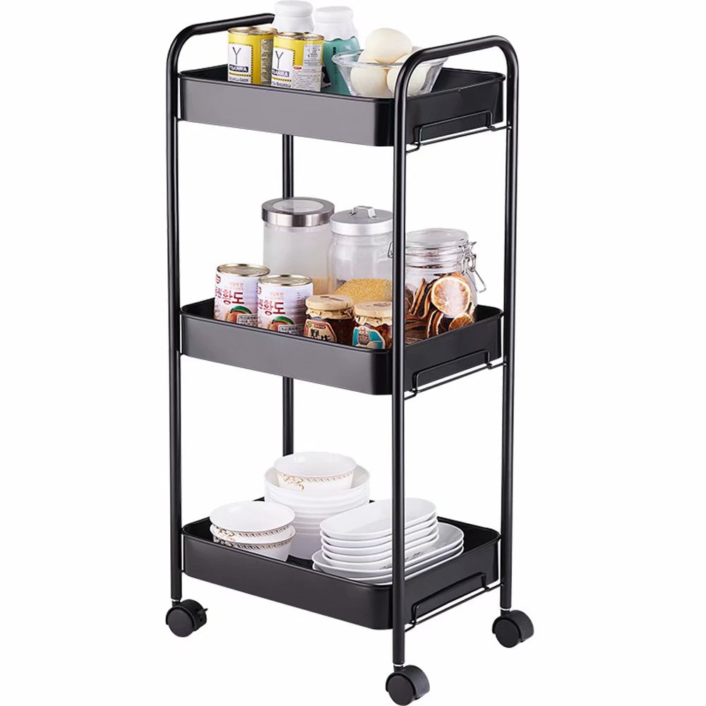 Details about   4 Tier Kitchen Trolley Wheeled Cart Vegetable Rack Fruit Basket Storage Unit 