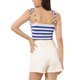 thumbnail image 3 of INSPIRAR CHIC Blusas de tirantes de verano a rayas con lazo M Blanco Azul, 3 of 6