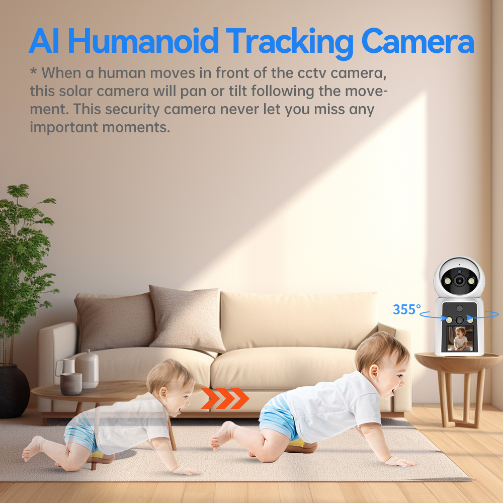 DIFANG Yoosee 4K Dual Screen Two Way Video Call WiFi baby monitor Camera, Auto Tracking, Color Night Vision
