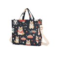 thumbnail image 2 of Dogs Umbrellas Flowers Corduroy Tote Bag Handbag Large Messenger Bag Shoulder Crossbody Zipper Bag Purse, 2 of 8